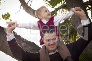 Handsome Father and Son in the Park