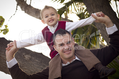 Handsome Father and Son in the Park