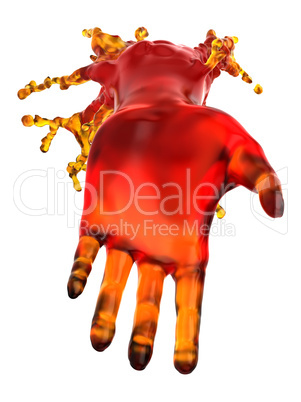Lend a helping hand: red liquid shape isolated