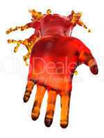 Lend a helping hand: red liquid shape isolated