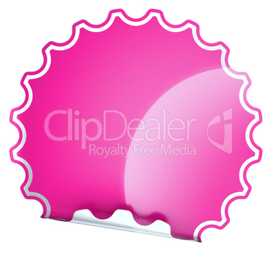 Magenta round bent sticker or label