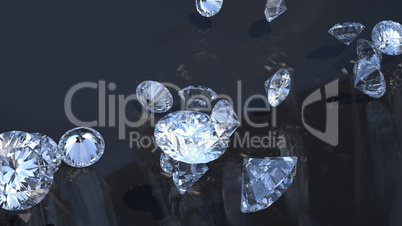 Precious gems: group of diamonds rolling over