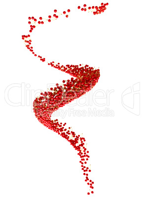 Red tasty bird-cherry swirl isolated on white