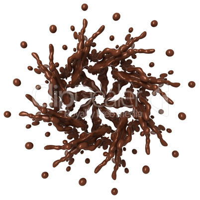 Splash pattern: Liquid chocolate with droplets isolated