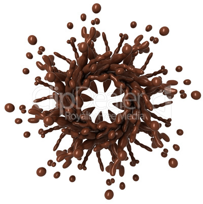 Splashes: Liquid chocolate shape with droplets