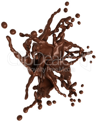 Splashing chocolate: Liquid star shape with drops isolated