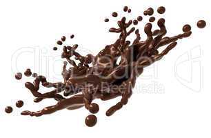 Splashing shape: Liquid chocolate with drops isolated