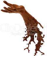 Sweet chocolate hand isolated
