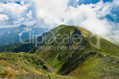 Carpathians landscape: on a mountain ridge
