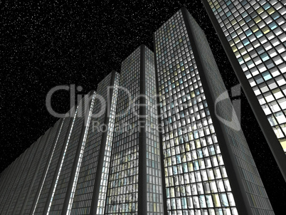 City at night: modern skyscrapers