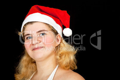 Blonde Frau als Nikolaus