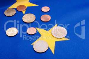 Euro Coins on EU Flag