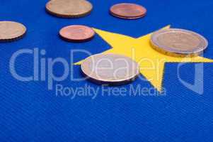 Euro Coins on EU Flag