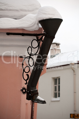 street rainwater pipe in the form of high boot