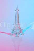 Glass figure of the Eiffel Tower in red