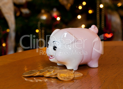 Piggy bank at xmas