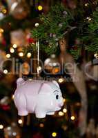 Piggy bank as xmas decoration