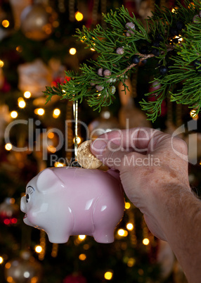 Piggy bank as xmas decoration