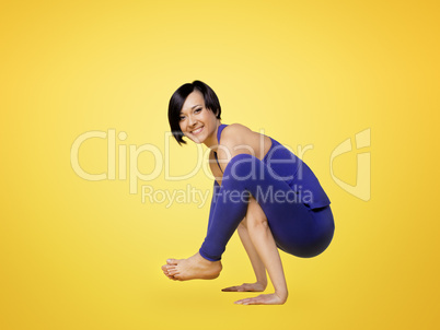 woman exercise yoga pose and smile