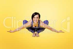 woman exercise yoga arm balance and smile