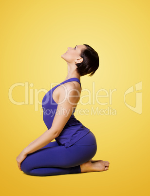 woman exercise yoga arm balance and smile