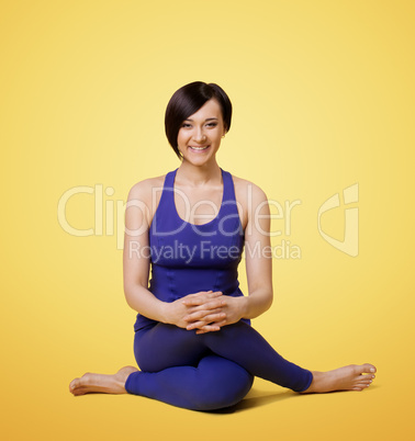 woman exercise yoga arm balance and smile