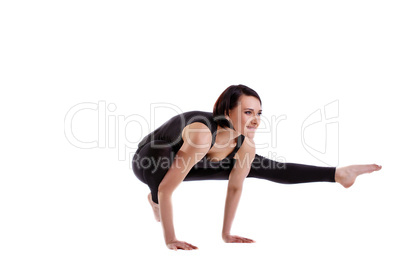 woman arm balance yoga - Eka Pada Koundiyanasana