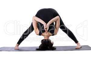 woman stand on cover - doing yoga pose