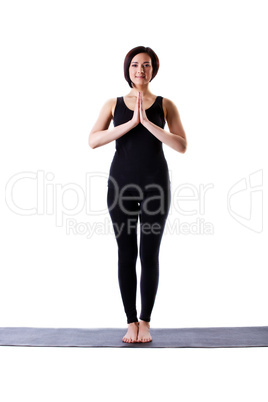 woman stand and relax for yoga isolated
