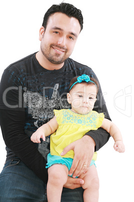 Happy father with his baby girl