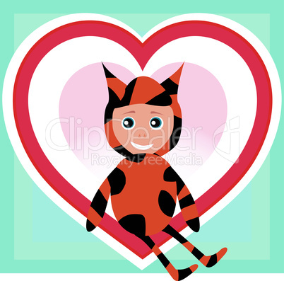 Cute sweet little baby boy wearing funny costume tiger leopard