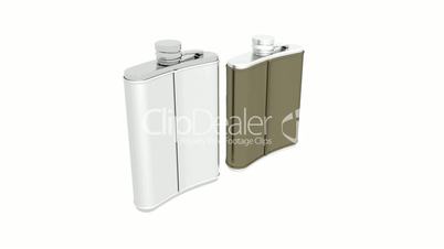 Stainless steel hip flask.