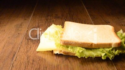 Sandwich falling on the floor