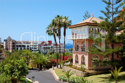 View on the villa at luxury hotel, Tenerife island, Spain