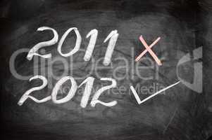 New year 2012 written on a blackboard