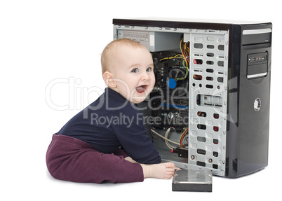 young child with open computer