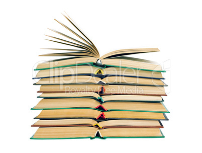 stack of open books