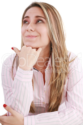 Thinking woman pondering over something