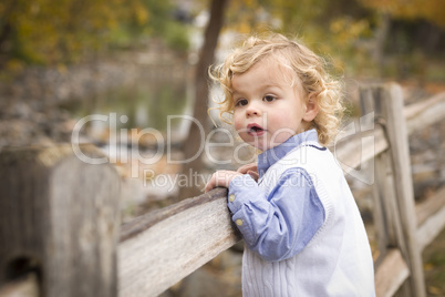 Adorable Young Boy Playing Outside