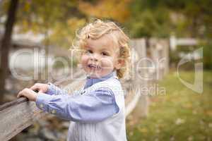 Adorable Young Boy Playing Outside