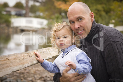 Handsome Father and Son in the Park