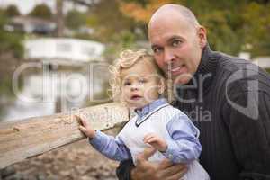 Handsome Father and Son in the Park