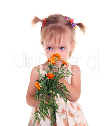 Little girl with flowers