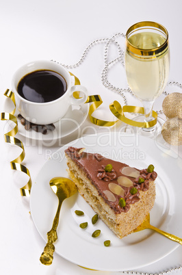 halva cake, kaffe and champagne