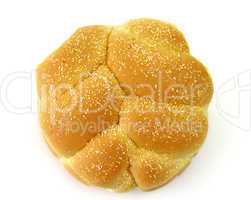 Hamburger bun, top view