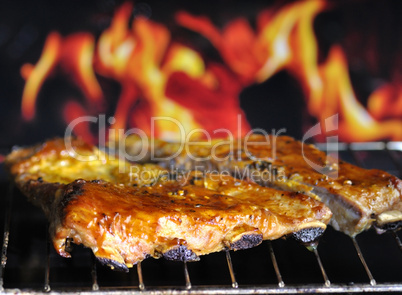 pork ribs on a grill