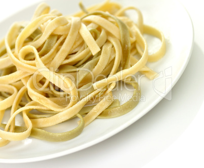 Cooked spinach pasta