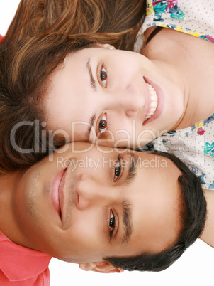 man and woman iosolated over white background