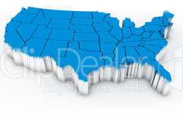 Map of USA. 3d