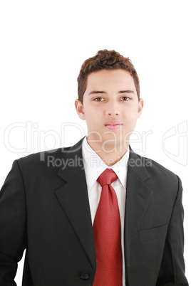 Young good looking business man on a white background isolated